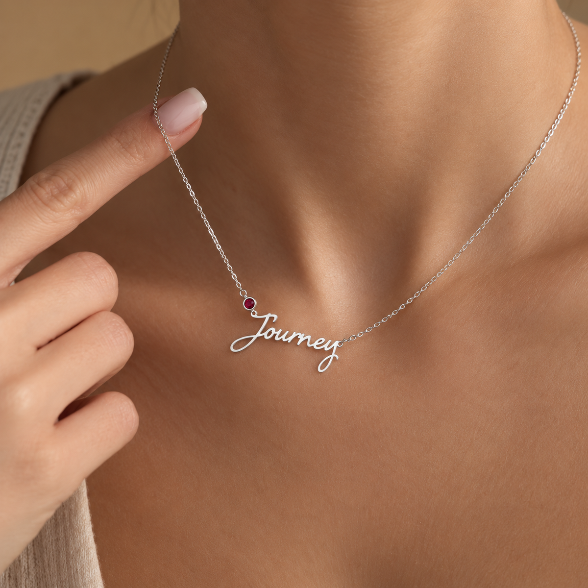 Personalized Birthstone Name Necklace