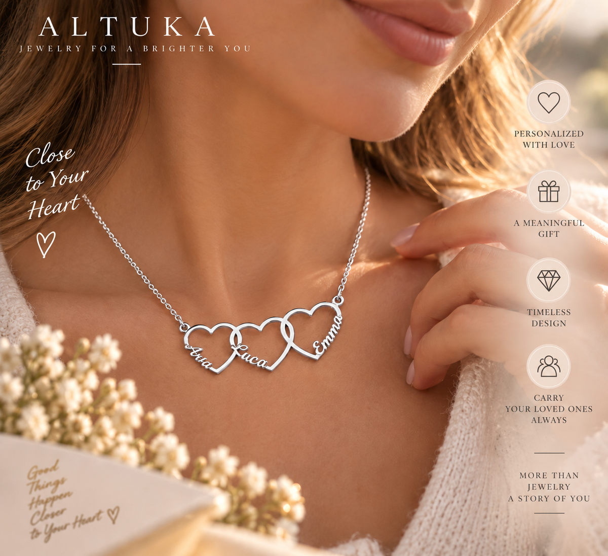 Interlocking Heart Name Necklace