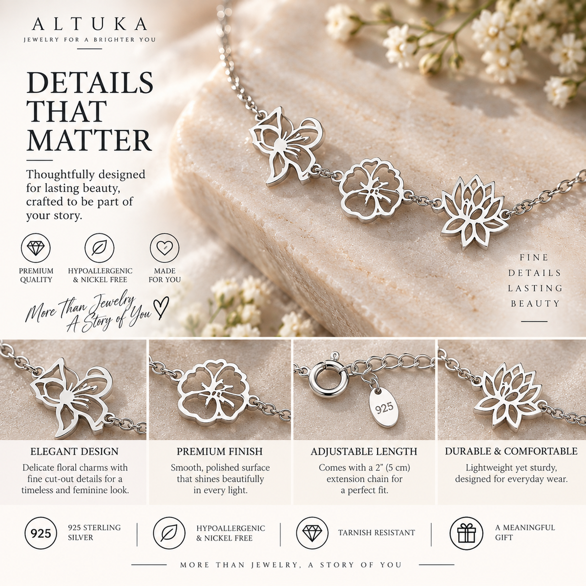 Birth Flower Bracelet