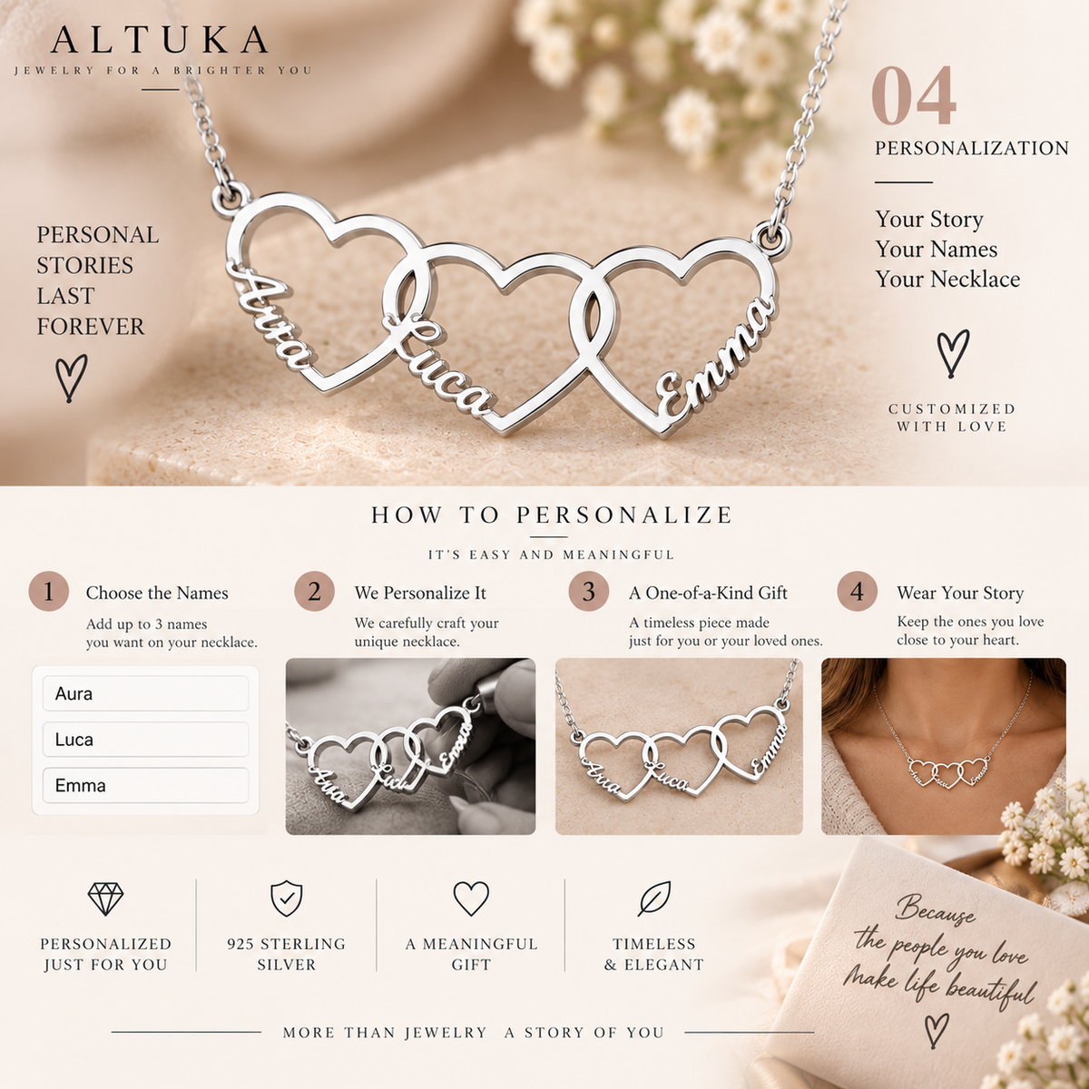 Interlocking Heart Name Necklace