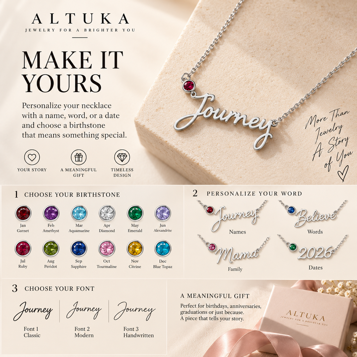 Personalized Birthstone Name Necklace
