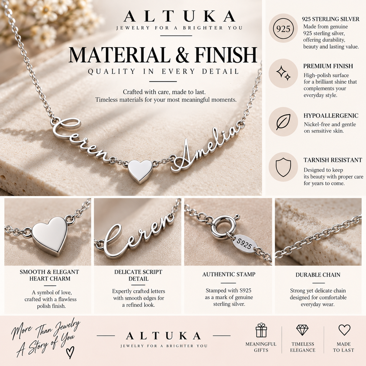 Two Name Heart Necklace