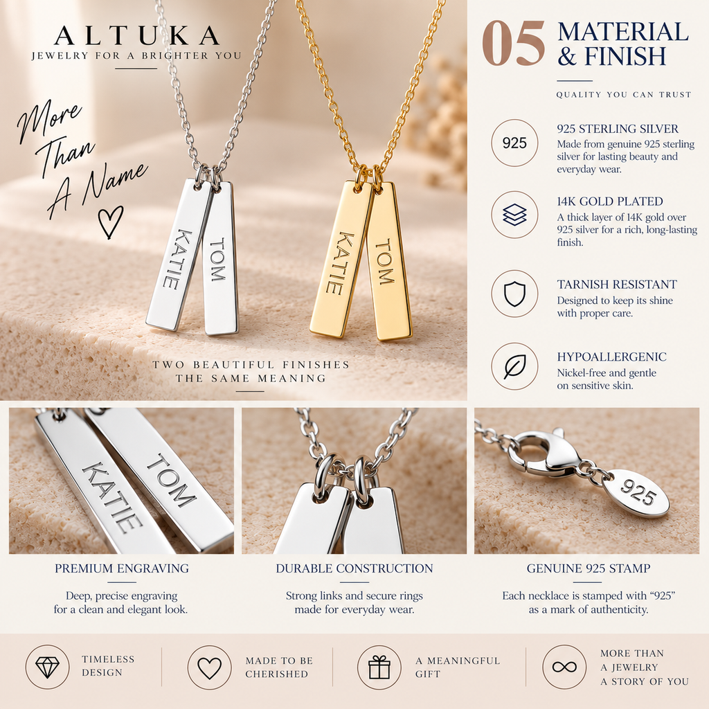 Vertical Name Bar Necklace