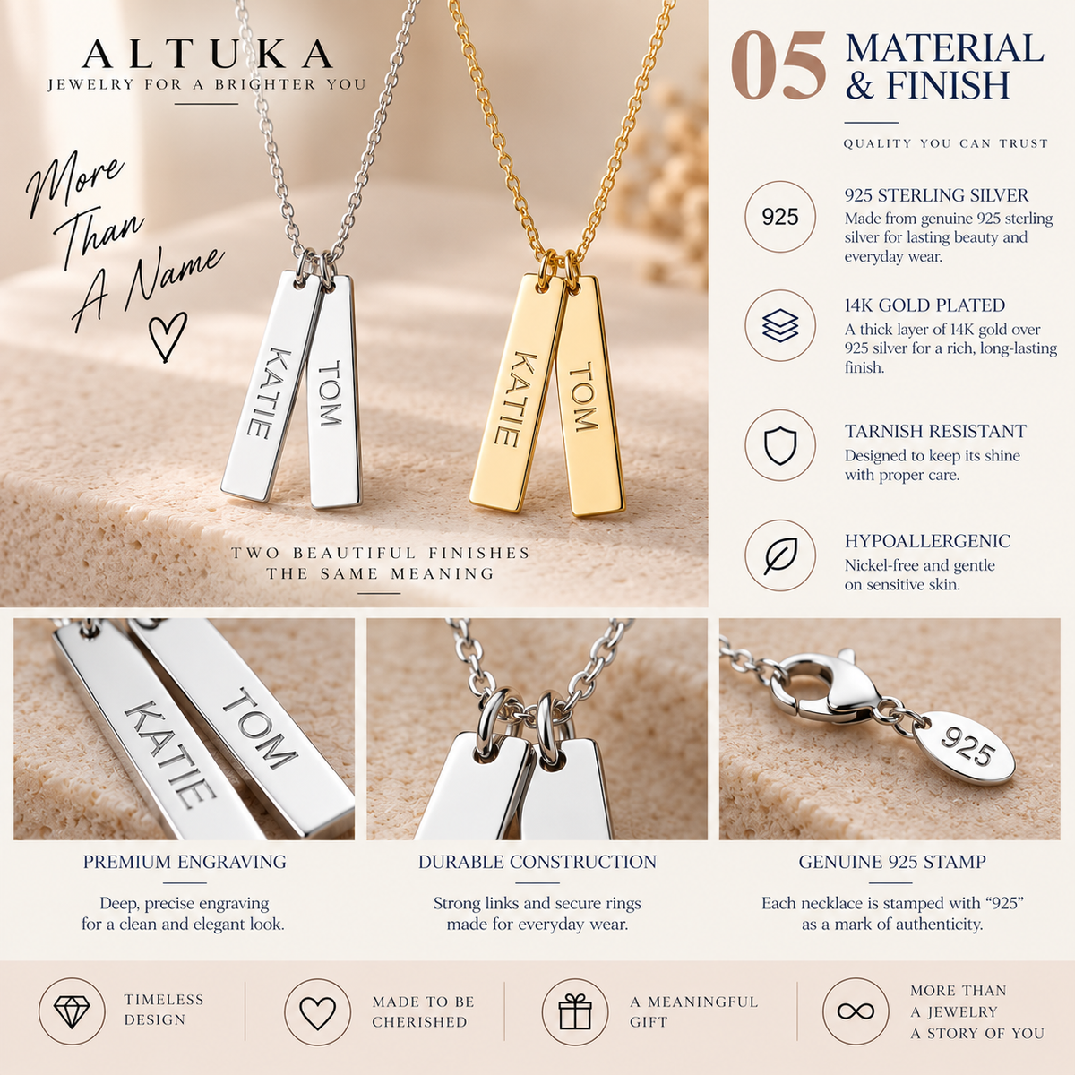 Vertical Name Bar Necklace
